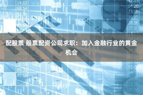 配股票 股票配资公司求职:加入金融行业的黄金机会